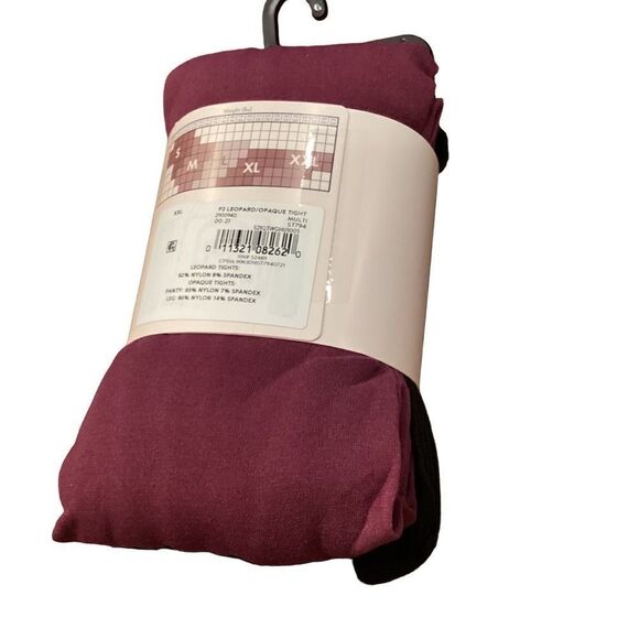 New Secret Treasures Women's Leopard/Opaque Tights, 2 Pair Pack XXL - Picture 6 of 8